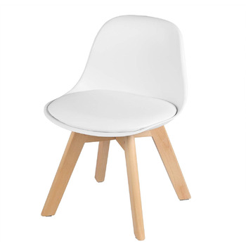 Дитячий стілець на дерев'яних ніжках висота сидіння 33 см, Міцні дитячі стільці зі спинкою для дитячої кімнати, PPPU (білий)