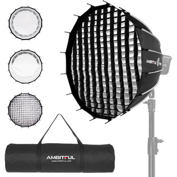 Амбітна PS60 23,6'/60CM Портативна швидка установка Глибокий параболічний софтбокс Bowens Mount з стільниковою сіткою для Tiktok YouTube, ігор, зуму, запису відео
