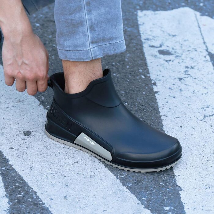 Гумові чоботи BILIKEYU для жінок та чоловіків, плоскі, нековзні, водонепроникні гумові чоботи для роботи, риболовлі, миття автомобіля, кухні, гумові чоботи, короткі чоботи, розмір 41, чорні