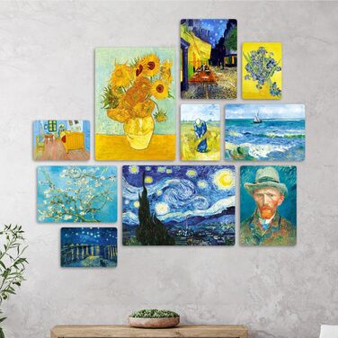 Набір з 10 багатошарових картин - Вінсент Ван Гог - Ван Гог 1 - Дерево МДФ - - 2 x 42x29,7см - 4 x 29,7x21см - 4 x 214,85см - - Го