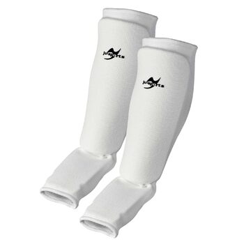 Захисні щитки для гомілок, білі, бавовняні Захисні щитки для багатьох бойових мистецтв Еластичні та пральні захисні щитки для гомілок