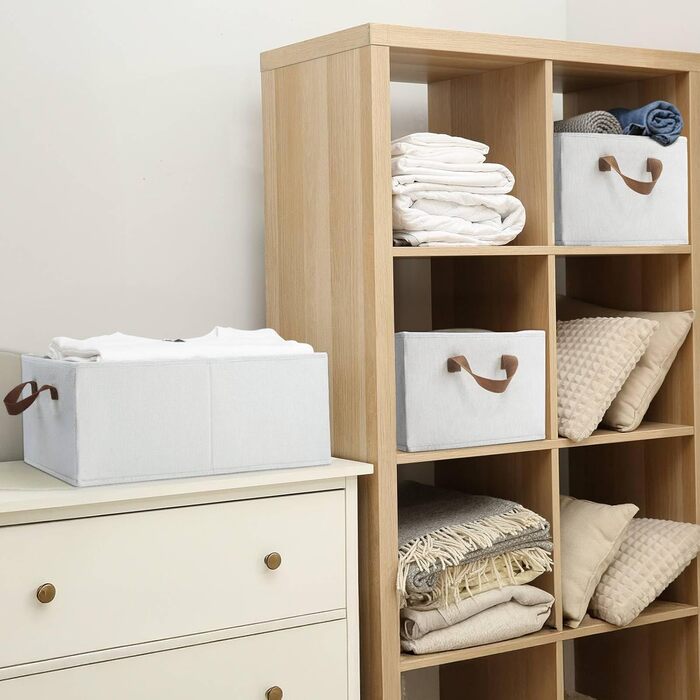 Коробка для зберігання одягу з тканини, складна, комплект з 3 шт. , великі розкладні коробки для білизни, ящики-органайзери з шухлядами для гардеробу, коробки для зберігання тканини, 472820 см, бежевий SEQ-B-1002-B