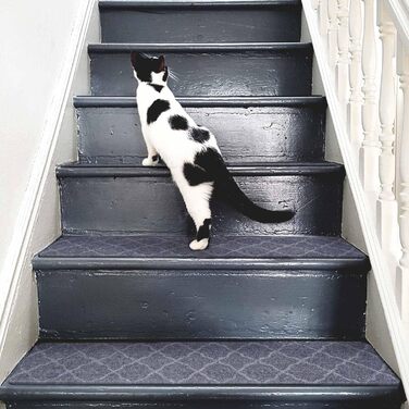 Нековзні сходинки для дерев&39яних сходинок, 20 x 76 см, нековзні сходинки для використання всередині приміщень, килимові сходинки із самоклеючою основою, знімні та придатні для прання в пральній машині, світло-сірий візерунок 7