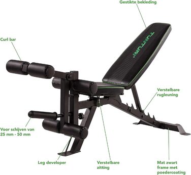 Регульована силова лава Tunturi UB60 / Тренувальна лава / Похила лава / Універсальна лава з опорою для ніг