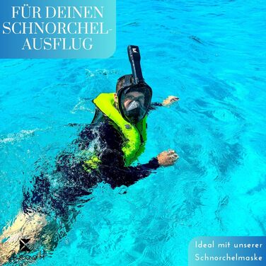 Надувний рятувальний жилет Khroom для дорослих, що відповідає останнім стандартам ЄС Зріст 150-210 см, до 100 кг Жилет для плавання, жилет для підводного плавання для підлітків та старше Сноркелінг, каякінг та SUP (V2 150-210 см, до 100 кг, синій)