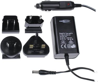 Універсальний зарядний пристрій ANSMANN Powerline 5 Pro AA, AAA, CD та 9V для акумуляторних батарей NiMh, NiCd з вилками для Великобританії, ЄС, США та Австралії та РК-дисплеєм, швидкий зарядний пристрій для заряджання та розряджання