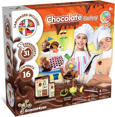 Шоколадна лабораторія Science4you - Гра для дітей віком від 8 років з набором для експериментів, 31 експеримент для дітей, які люблять шоколад, подарунки для хлопчиків та дівчаток від 8 років