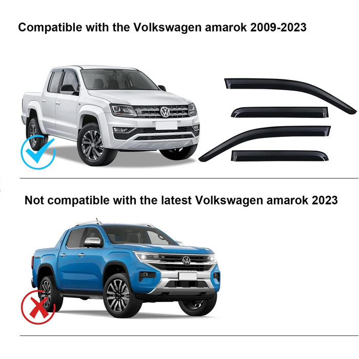 Вітровий дефлектор JHCHAN для VW Amarok 2011-2022 V6 Amarok Canyon Atacama Aventura D Чохол від дощу Вітрове скло Сонцезахисний козирок Аксесуари для кріплення зовнішньої дверної коробки Дим чорний PMMA Набір з 4 предметів