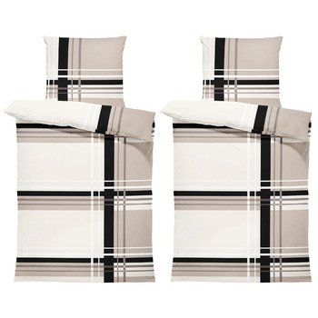 Зимова фланелева постільна білизна з бавовни Затишна пухнаста тепла м&39яка підковдра Сучасна, Розмір 4-предметна 135x200 см, Колір Графічна смужка бежева 4-предметна 135x200 см Графічна смужка бежева