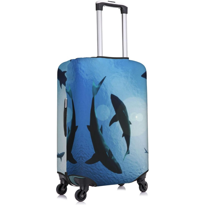 Чохол для валізи Акула TOMPPY еластичний, захисний, миється, підходить для валіз 18-32 дюйми, чорний, XL