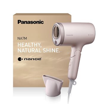 Фен для волосся Panasonic EH-NA7M-P825 nanoe для блискучого волосся, складана конструкція, швидке сушіння, насадка-концентратор, 1600 Вт, світло-рожевий (модель 2025)