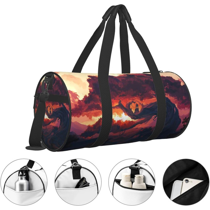 Спортивна сумка, дорожня сумка, сумка для подорожей, з принтом Ялинка, сумка на нічліг, чорна, універсальний розмір