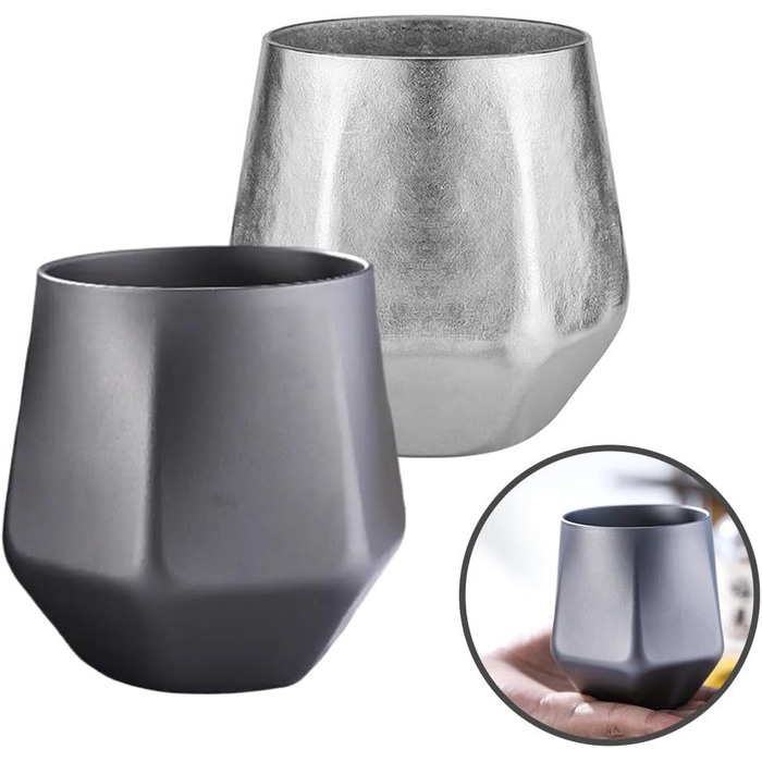 Двостінна титанова ізольована чашка для пиття, місткістю 240 мл, для кемпінгу, пікніків та домашнього використання, срібляста