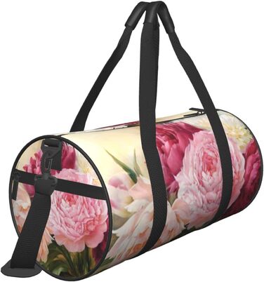Дорожня сумка-циліндр, принт півонія, квіти, бутон. Спортивна сумка для чоловіків та жінок, сумка для подорожей, спортивна сумка