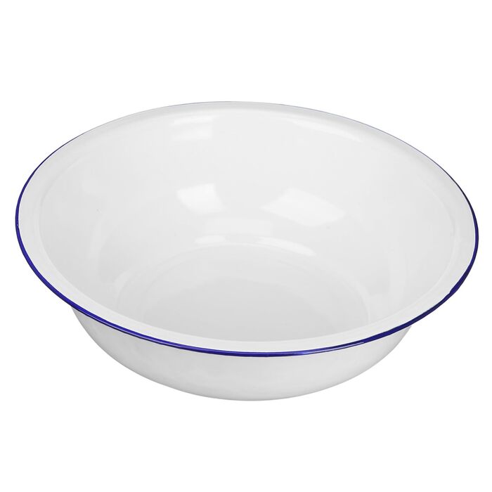 Емальована миска для змішування з армованої емалі 34 см, велика вінтажна, для миття овочів та домашнього використання, біла універсальна кухонна миска