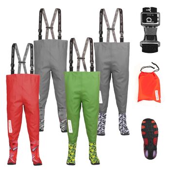 Дитячі вейдерси, дитячі нагрудні вейдерси, моделі, Craft, СІРИЙ камуфляж, регульований пояс Spider, міцні підтяжки, пряжка Nexus, рибальські вейдерси для дітей 21-36 EU 23-24 камуфляжний сірий