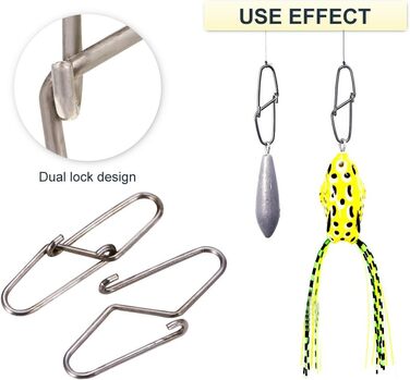 Затискачі для риболовлі з нержавіючої сталі. Швидкісні затискачі для риболовлі. Розєм. Легка швидка зміна застібок для наживки., 100 шт.