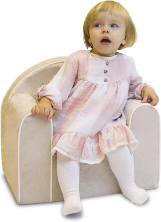 Дитяче крісло від 1 року - Дитяче крісло - Міцне, зручне, виготовлене з пінопласту - зі знімним чохлом, який можна прати - Ідея подарунка, подарунок на 1-й день народження для дівчаток та хлопчиків - Сірий