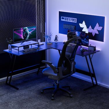 Геймерський стіл Yansee L-подібної форми, кутовий стіл для геймерів, великий комп&39ютерний стіл, 130x130 см, чорний