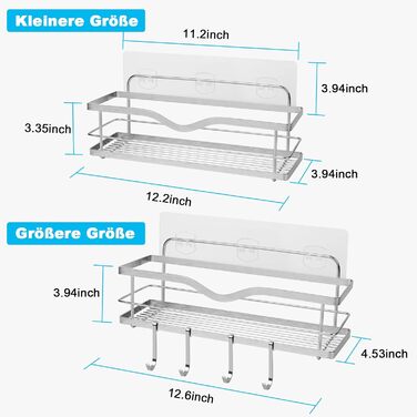 Душовий кошик Душова полиця з нержавіючої сталі Без свердління 2 Pack Душова полиця Тримач для шампуню для ванної Полиця для ванної Самоклеюча полиця для ванної Полиця для гелю для душу Настінна полиця Організатор для зберігання для душу Ванна Кухня Срібл