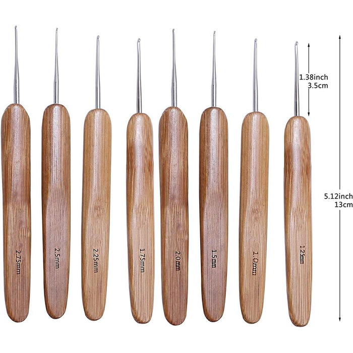Набір деревяних гачків для вязання 20 шт. Бамбукові гачки для вязання, голки для вязання з голками для вязання, тримач для швів, маркери для вязання, портативна сумка для домашнього вязання.