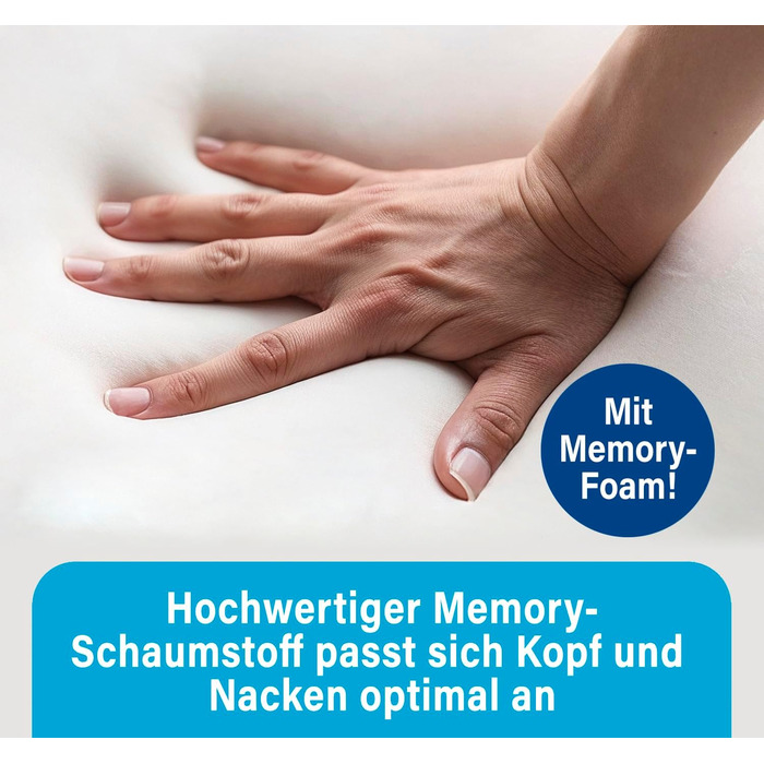 Подушка HSP Метелик з ефектом пам&39яті Подушка для сну на боці - подушка для підтримки шиї - ергономічна підтримка - дихаюча - ортопедична подушка - 45 x 35 x 10 см, біла