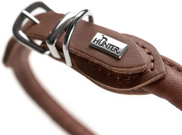 Ошийник для собак HUNTER ROUND & SOFT, колір коричневий, м'яка шкіра бичачого замші, міцна нейлонова підкладка, дбайливий до шерсті та з обкруглими швами, розмір 40 см, коричневий