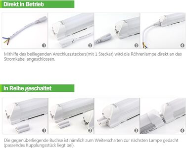За спеціальною ціною Світлодіодна люмінесцентна лампа з розеткою в комплекті, 60 см. Світлодіодна трубка T8, люмінесцентна лампа, 10 Вт, 1350 люмен, натуральний білий 4000K, прозора кришка, 4 шт.