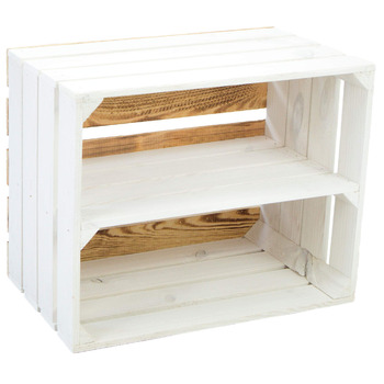 Декоративний дерев&39яний ящик Kistenkolli Altes Land, білий, для вина/фруктів/взуття/книг Розміри 50 x 40 x 31 см Задня сторона полум&39яна поздовжньо, біла Задня сторона полум&39яна поздовжньо, біла