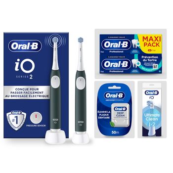 Звукова зубна щітка Oral-B iO 2, колір Лісова зелень, для дорослих, 3 режими чищення, делікатна до ясен, мяка щітка, з аксесуарами (насадки, зарядний пристрій)
