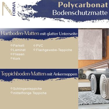 Захисний килимок для підлоги DURA-MAT з полікарбонату - прозорий килимок для стільців для килимових покриттів - перевірений килимок для офісних стільців для надійного захисту підлоги (100x120 см) Килимові покриття 100x120 см