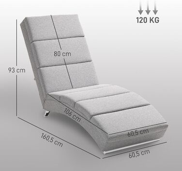 Крісло для відпочинку HOMCOM, реклайнер, крісло для відпочинку, м&39який шезлонг з лляним виглядом, сталеві ніжки, крісло для відпочинку для вітальні, світло-сірий колір