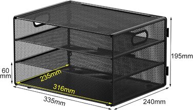 Відділення Алюмінієвий металевий офісний стіл органайзер Тримач документів Лоток для файлів Тримач журналу Лоток для листів Органайзер для паперових журналів, чорний чорний 3 відділення, 3