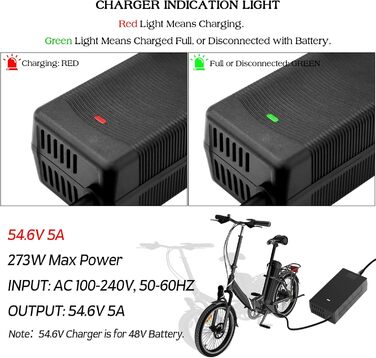 Зарядний пристрій для літій-іонних акумуляторів Yasco з кількома роз&39ємами для електричних велосипедів, скутерів, електровелосипедів, човнів та мотоциклів Зарядний пристрій Xiaomi (54.6V 5A) 54.6V 5A з кількома роз&39ємами