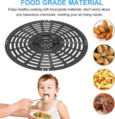 Змінна сковорода-гриль для фритюрниці, кругла, термостійка, з антипригарним покриттям, для фритюрниці, полиця, кошик, пластина для гриля, деко для хрустких продуктів, запасна частина Аксесуари для (22 см)