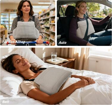 Подушка для мастектомії, подушка для порту молочної залози, подушка для грудей для автомобіля, подушка для відновлення після хіміотерапії, мастектомії, зменшення грудей, збільшення грудей та лімфедеми (сіра)