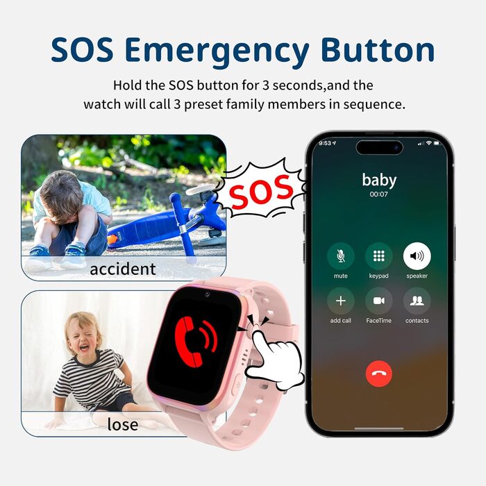 Смарт-годинник для дітей, дитячий смарт-годинник IP68 з GPS та телефоном, HD відеодзвінок, виклик SOS, шкільний режим, ігри, будильник, SIM-карта, мобільний телефон, водонепроникний смарт-годинник, подарунки для дівчаток та хлопчиків, чорний, 4G