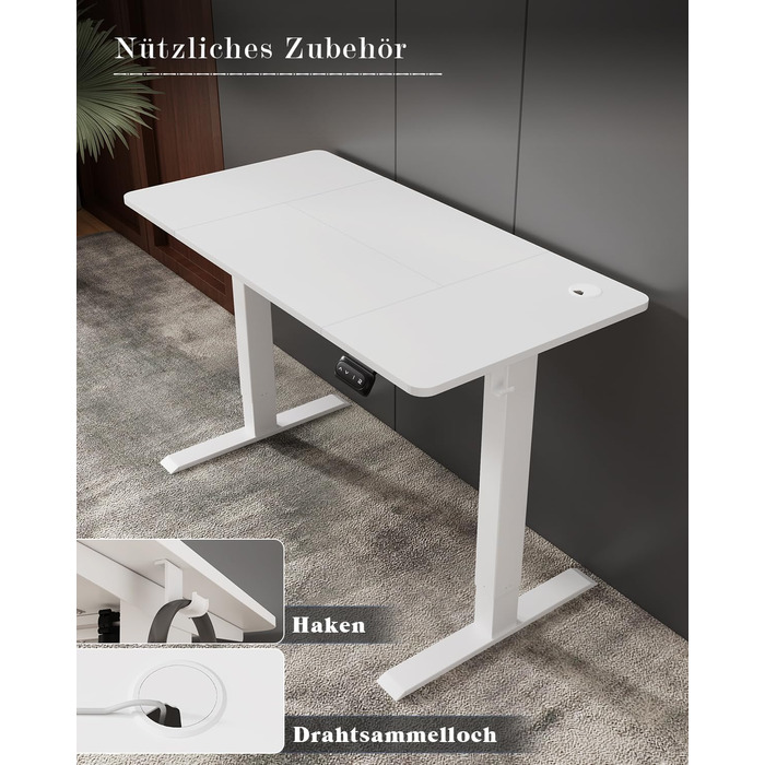 Стіл Flamaker з регульованою висотою, електричний стіл з регулюванням висоти для роботи сидячи та стоячи, комп&39ютерний стіл з функцією пам&39яті, міцний стіл для роботи стоячи, офісний стіл, 120 x 60 см, білуватий