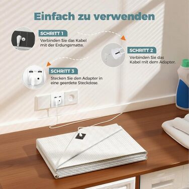 Килимок для заземлення 150x200 см Дихаюче простирадло для заземлення Срібне волокно Заземлюючий простирадло для здоров&39я із заземлюючим кабелем для кращого сну Бежевий 150X200 см