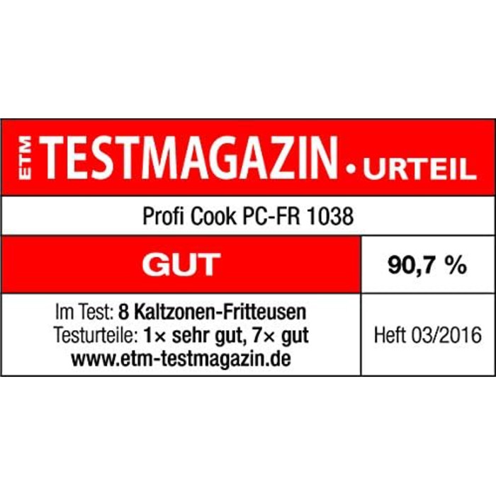 Подвійна фритюрниця ProfiCook Фритюрниця з 2 маленькими та 1 великим кошиком Подвійна фритюрниця з технологією холодної зони Фритюрниця ємністю 5 л і знімним контейнером з нержавіючої сталі ПК-ФР 1038