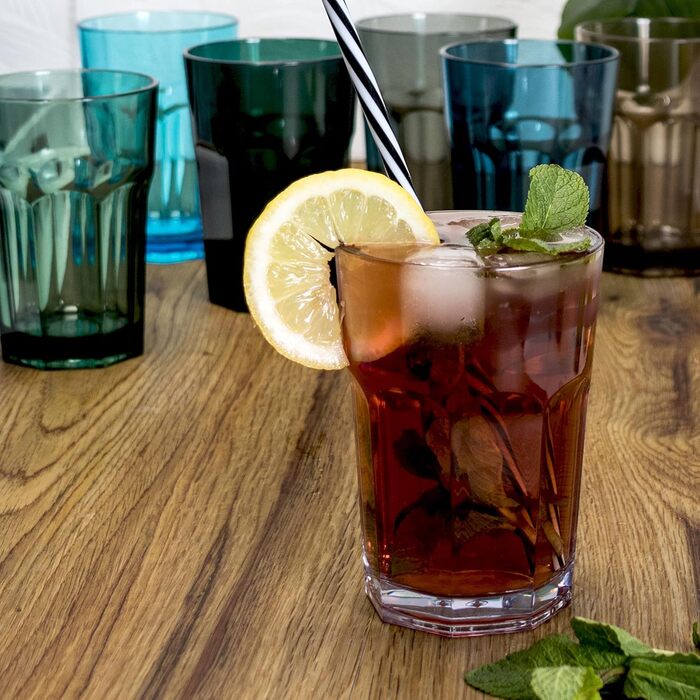 Акриловий кемпінговий стакан, 400 мл, різні кольори - келих на 6 осіб, акриловий стакан для води, пластиковий, для кемпінгу, саду, імітація справжнього скла, кухоль для пікніка, дитячий, для людей похилого віку, лонг-дрін, коктейльний, блакитно-блакитно-б