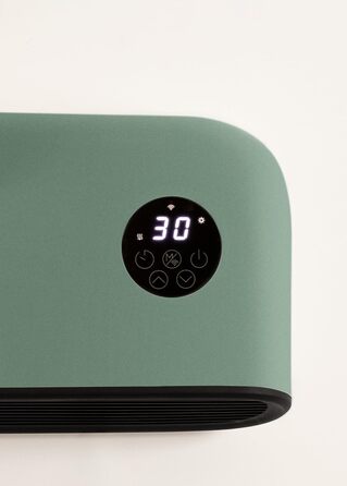 Настінне або підлогове опалення з Wi-Fi, шавлійно-зелений/Керування за допомогою застосунку, до 20 м, виявлення відкриття вікна, захист від нахилу, 3 режими, РК-дисплей, 2000 Вт