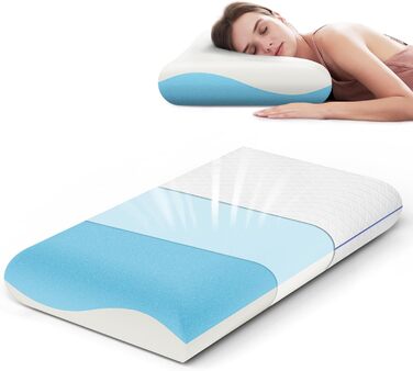 Подушка ROYGBIV з піни з ефектом пам&39яті 62x35x12 см - Ергономічна універсальна ортопедична подушка для підтримки шиї - Дихаюча, гіпоалергенна, чохол, що прається - Сертифіковано Oeko-TEX 62x35x12 см