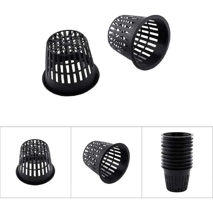 Кошик для рослин, 10 шт. Heavy Duty Mesh Pot Net Cup Basket Hydroponic Plant Grow for Hydroponics (чорний)