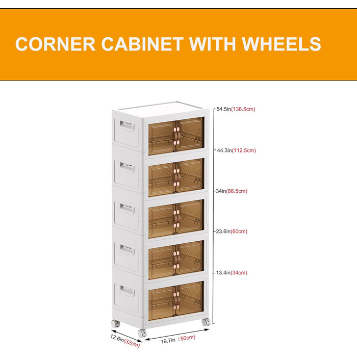 Складана шафа для зберігання з кришками, 11,7 галонів, шафа для прибирання у ванній кімнаті, контейнери для організації кухні, шафа для зберігання у спальні (5 шт.), 5 шт.