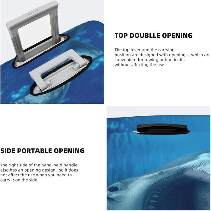 Чохол для валізи BAFAFA Акула, захисний еластичний чохол від подряпин та пилу для багажу, чорний, розмір 80