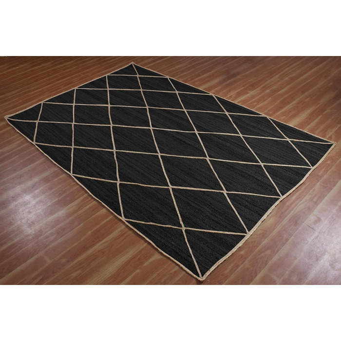 Килимок CASAVANI Kilim, 22,9 x 30,5 см, чорно-бежевий, тканий джутовий килим, для приміщень і вулиць, плоске плетіння, зони з висо