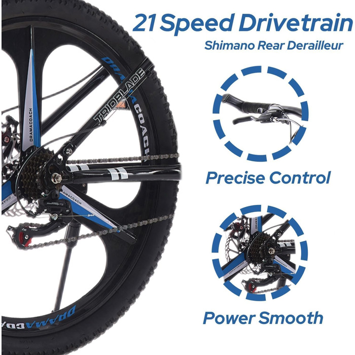 Дюймовий складний гірський велосипед, 21-швидкісна коробка передач Shimano, гірський велосипед з подвійною підвіскою, легка рама, гірський велосипед для чоловіків та жінок, складний спортивний велосипед для дорослих, чорно-синій, 27,5-