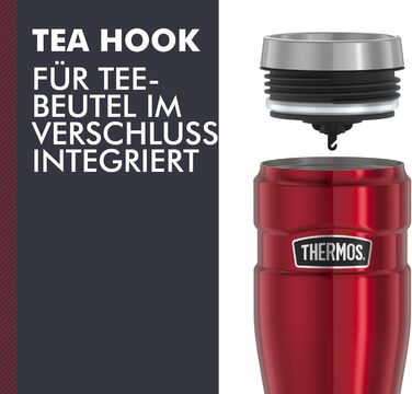 Термокружка-термос Stainless King, кавова кружка з нержавіючої сталі червоного кольору 470 мл, ізольована кружка, можна мити в пос