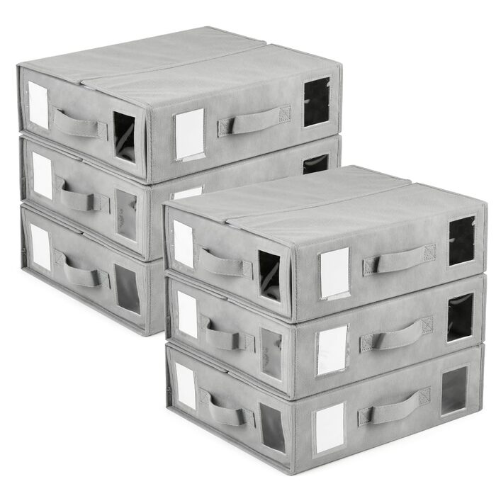 Органайзер для постільної білизни, для шафи, 6 предметів, складна коробка для зберігання з прозорим віконцем, етикеткою та блискавкою, органайзер для ковдр, простирадл та одягу